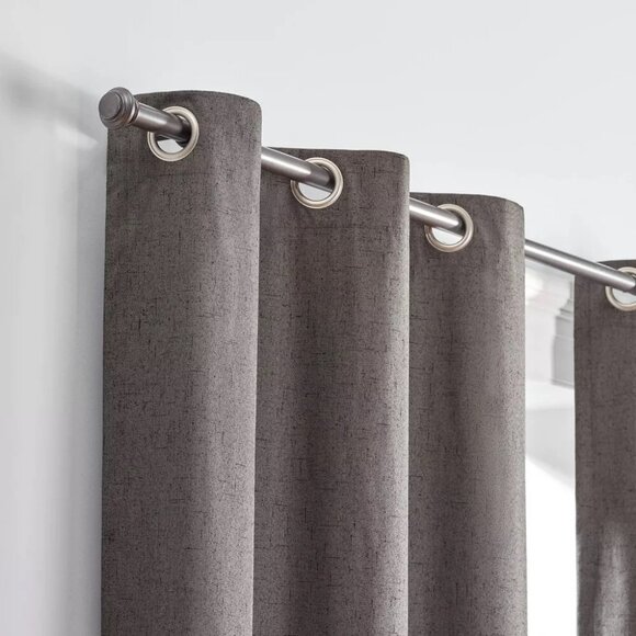 Eclipse Windsor Blackout Smoke Gray Single Grommet Curtain Panel 42" x 63" - Picture 3 of 9
